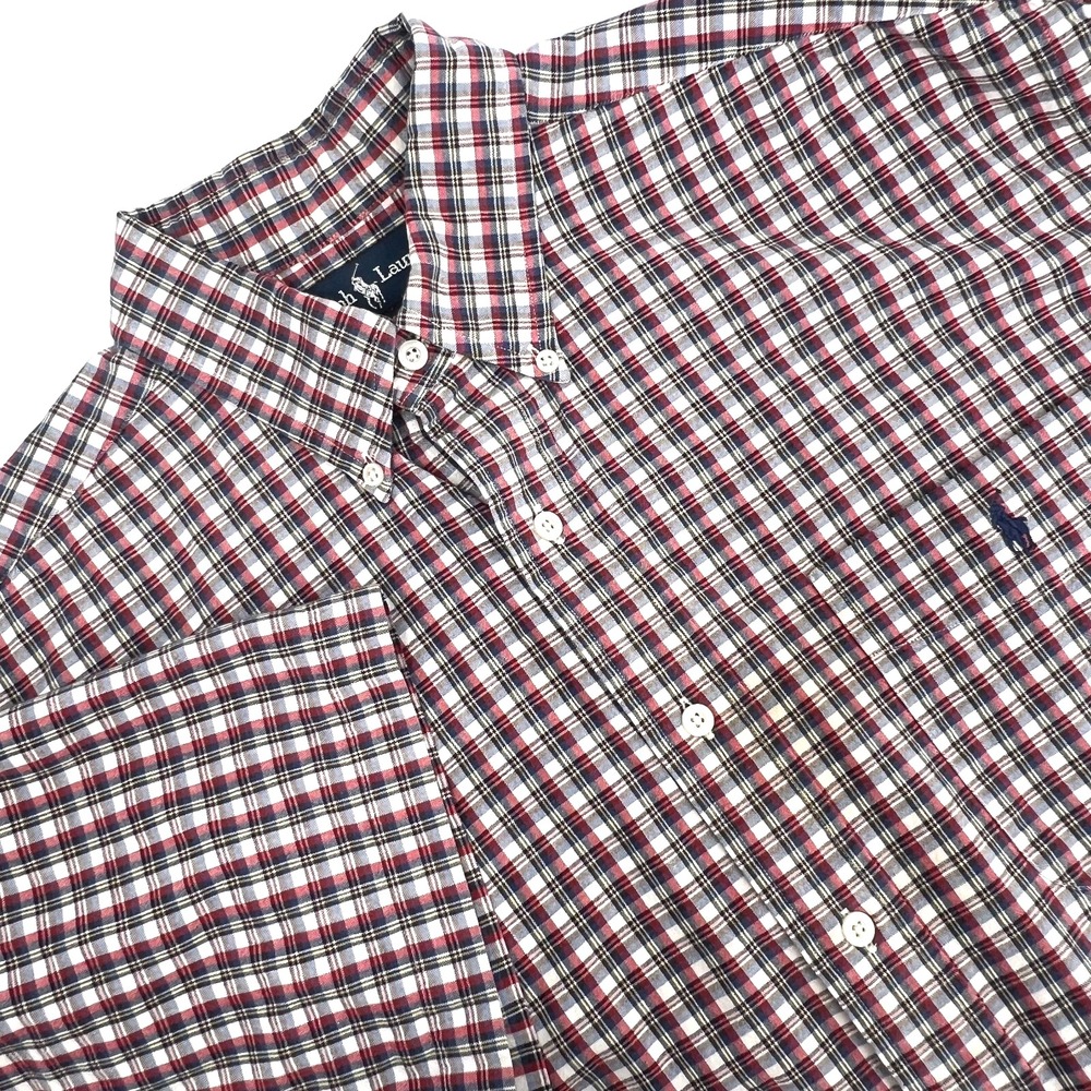RALPH LAUREN Men's Size Large Multicolored Plaid Short-Sleeve Button-Down Shirt